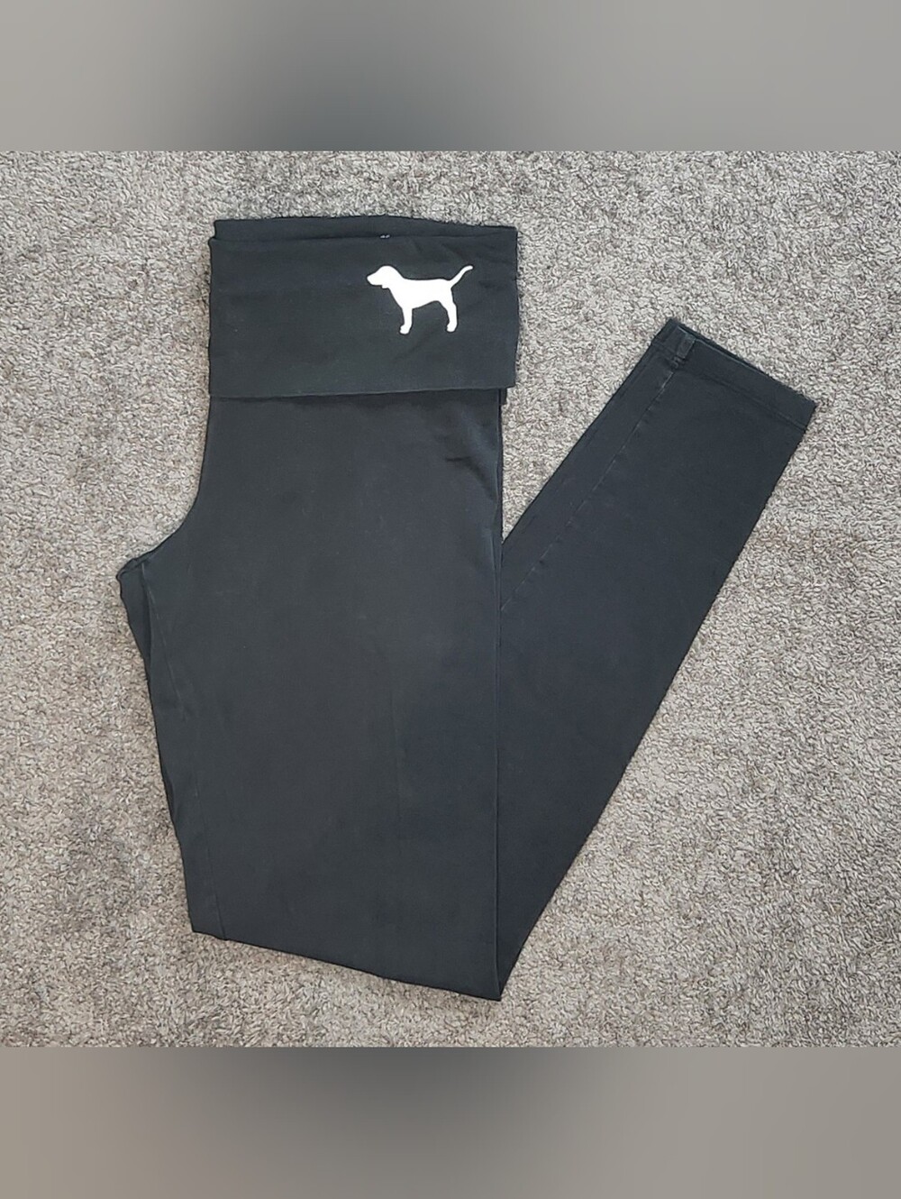 Black Victoria's Secret Pink Foldover Cotton Leggings